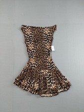 Windsor Women Dress Large Brown Animal Print Ruffle Hem Off Shoulder Mini