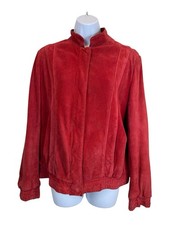Vintage Richard Mann Jacket Womens Medium Red Genuine Suede Leather Bomber