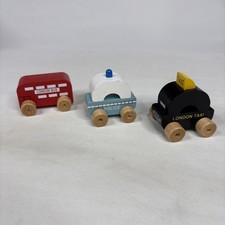 Wooden Orange Tree Toys London Police Taxi And Bus Vehicles