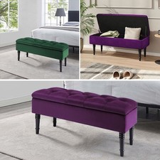 Upholstered Ottoman Storage Box Bench Seat Velvet Footstool Living Room Bedroom