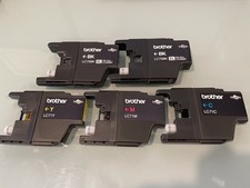5 Brother Printer Ink Cartridges Open but Full 2 LC75BK XL, LC71Y, LC71C, LC71M