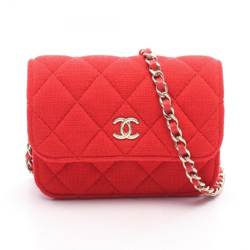 CHANEL Matelasse Small Flap Chain Shoulder Shoulder Bag Bag Leather Red System U