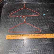 3 vintage doll hangers 2 Painted Red 6  1 grey 6  
