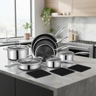 Hybrid Cookware Set with 14 Pieces Including Frying Pans and Casserole Pot