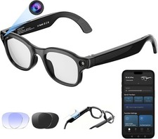 AI Smart Glasses with Camera 8MP, 4K Video, Bluetooth Ai Glasses for Men Women,