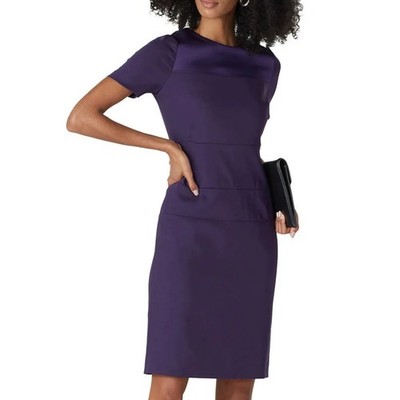 Hugo Boss Purple Mini Sheath Dress Size 2 Work Professional Modest Designer $550