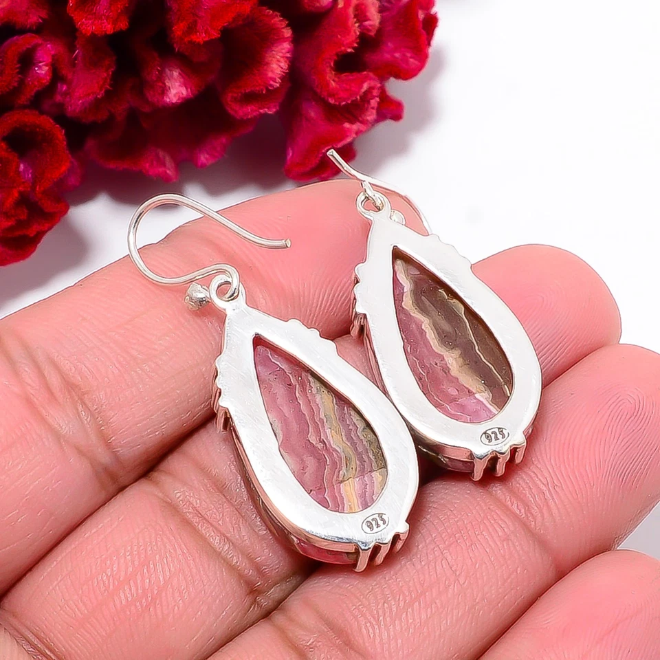 Rodocrosita - Pendiente Argentina Plata de Ley 925 Hecho a Mano 1.72" E103624 Foto 2 de 4