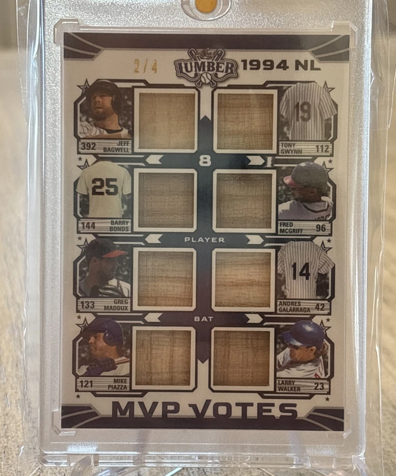 2024 LEAF LUMBER 1994 NL MVP VOTES 8 BATS BAGWELL MADDUX PIAZZA GWYNN BONDS 2/4 - Image 2 of 4