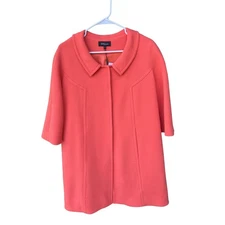 Retro 60s Coral Wool Coat Women's Size 8 3/4 Sleeve Old Money Minimalist NWT