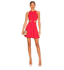 Alice+Olivia Red Cara cut-out flare mini dress