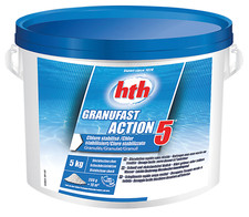 HTH GRANUFAST ACTION 5 Granulés - 5kg | Chlore Choc Stabilisé Multifonction
