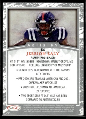 2022 Sage Artistry Jerrion Ealy Mississippi State Bulldogs