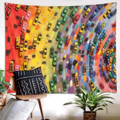Multicolor Car Queue 3D Wall Hang Cloth Tapestry Fabric Decorations Decor