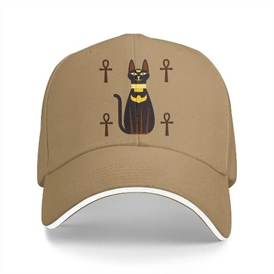 Classic Egyptian Culture Multicolor Men's Visor Hat with Cat Strin