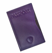 Alban Slim Passport Holder PURPLE RFID Blocking & Multi-use POCKET Slot in Back