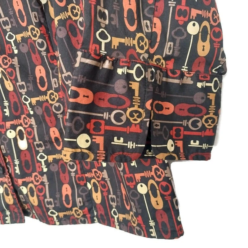 Blusa East 5th Mujer Talla 1X Botón Frontal Manga 3/4 Cuello en V Multicolor Oscuro Foto 4 de 4