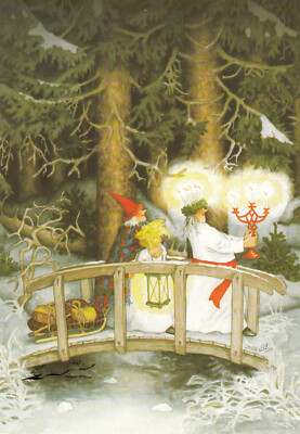 Postcard/Postcard: Inge Löök - Women carrying candles through the forest/No. 51