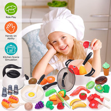 Play Kitchen Accessories Toy, Food Sets Pots, Pans Play , Gifts for Toddler Kids