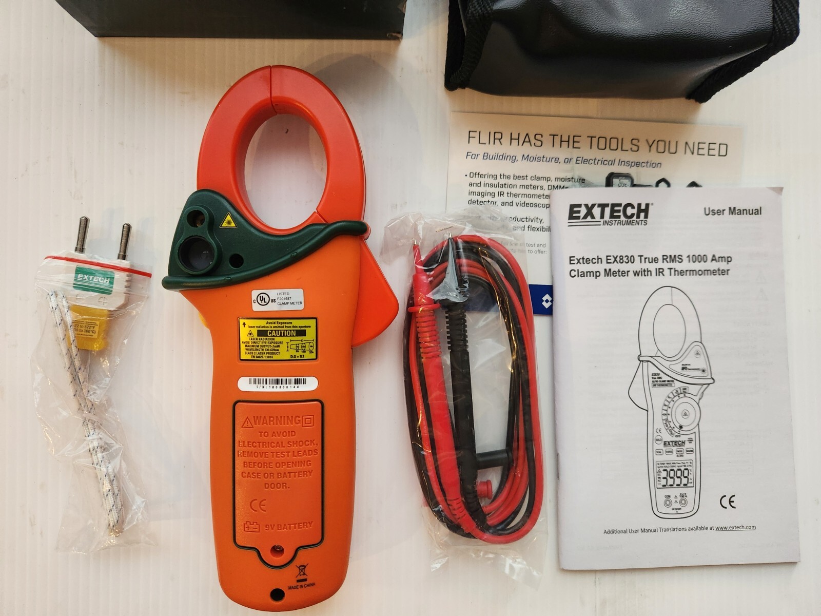 EXTECH INSTRUMENTS EX830 True RMS 1000 Amp AC/DC Clamp Meter/IR Thermometer(new)
