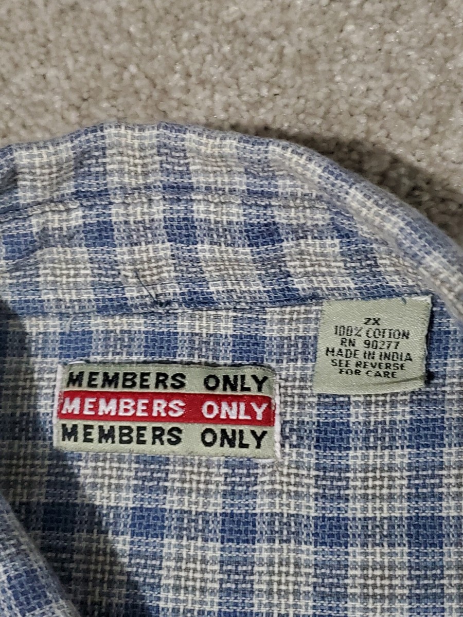Members Only Shirt Mens Size 2XL XXL Plaid Button Up Short Sleeve