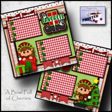 CHRISTMAS ELF 2 premade scrapbook pages paper printed 12X12 layout CHERRY 0233