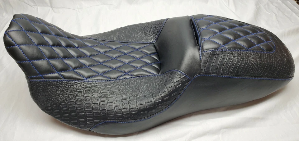 2011-2021 Harley Davidson Street/Road Glide Replacement Seat Cover Blue Stitch - Image 3 of 4