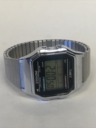 Herren Timex Indiglo 555 SS Männer Silber Edelstahl Digitaluhr Vintage - Bild 3 von 9