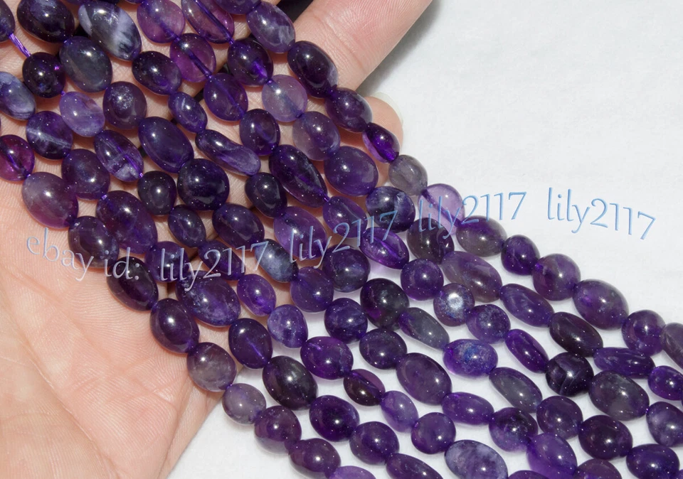 9-11mm Natural Purple Amethyst Irregular Freeform Gems Loose Beads 15'' Strand - Image 2 of 4