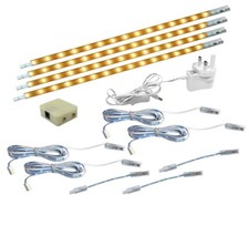 4 x 30cm Plug In LED Under Kitchen Cupboard Cabinet Strip Light Warm White 3000K