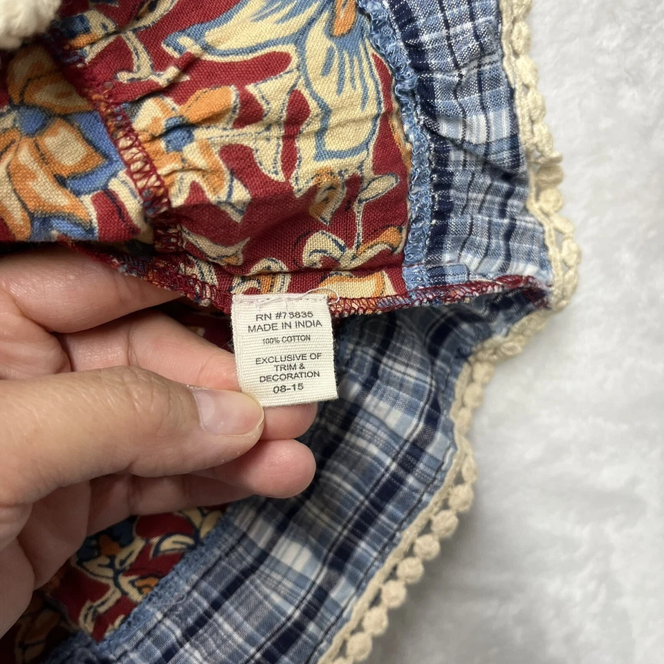 Mimi & Maggie Ruffle Skirt Girls Size 6 Boho Plaid Floral Tiered - Image 4 of 4