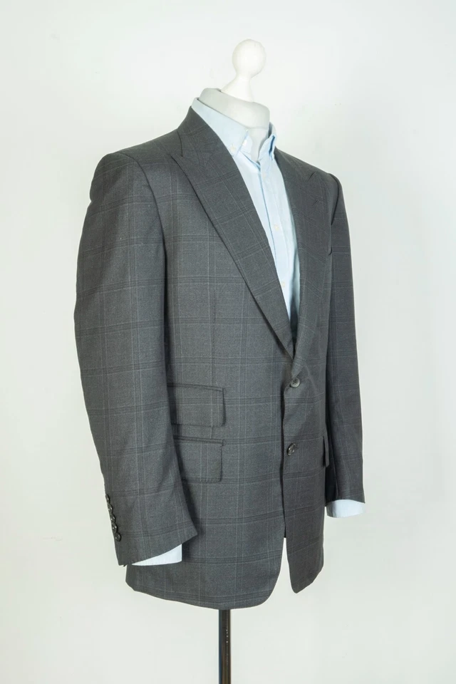 Chaqueta Blazer Traje Para Hombres Tom Ford Lana Botón Gris Talla 54 Foto 4 de 4