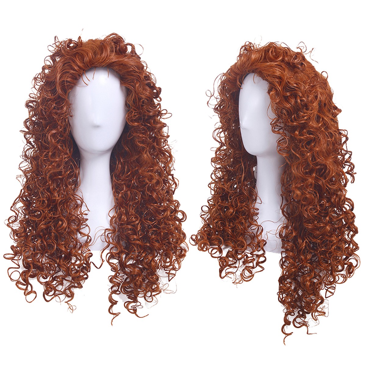 Halloween Brave Merida Long Curly Wavy Wave Orange Brown Cosplay