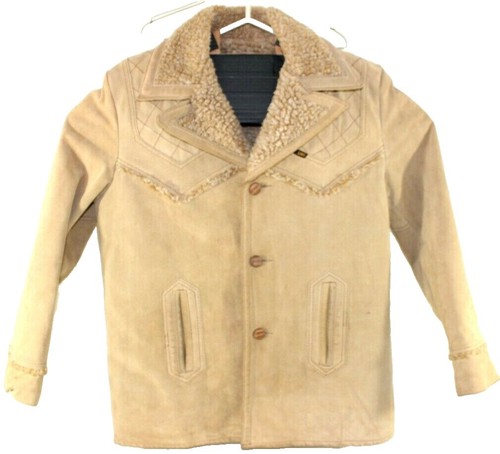 Vintage Woolrich Barn Jacket Large Leather-Collar Blanket-Lined