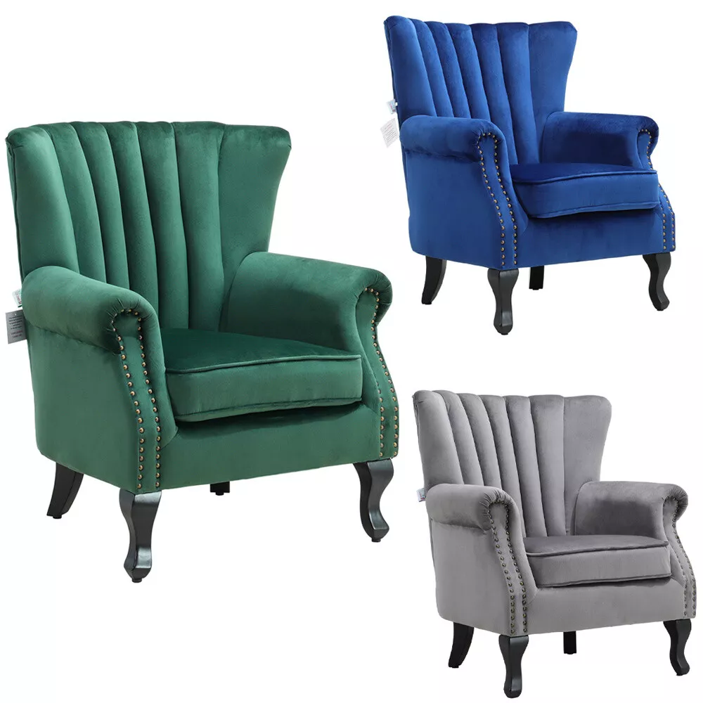 Vintage velvet clearance wingback chair
