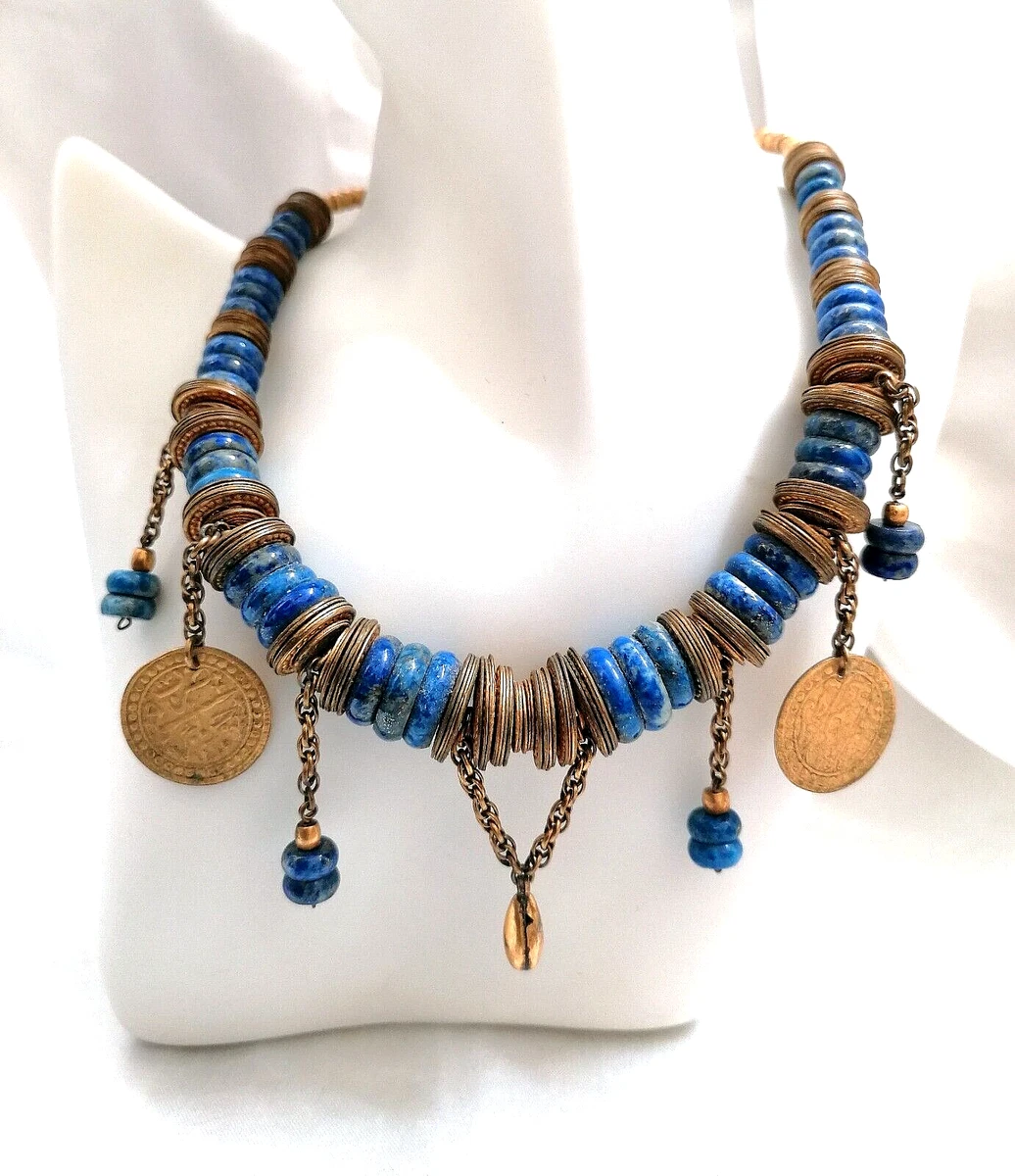 Collana In Lapislazzuli Con Fetta Sfaccettata In Gradiente 11x8-14x9mm. Ca. - Italia