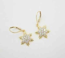 14K Yellow Gold Plated 1.50Ct Lab-Created Snowflake Drop Dangle Women's Earrings