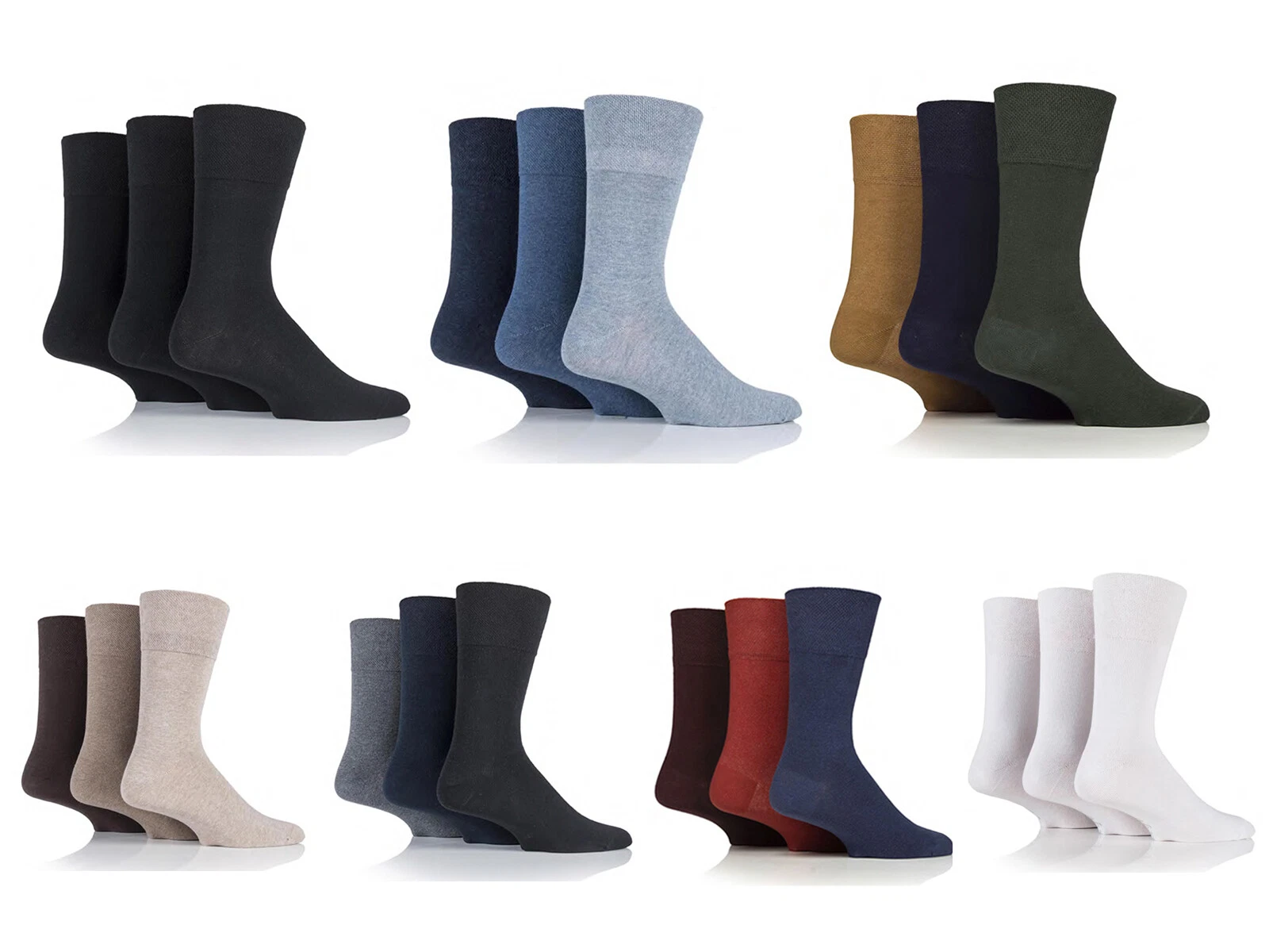 6/12 Pairs Men's Plain Gentle Grip Diabetic Socks Non-Elastic Mens Socks 6-11