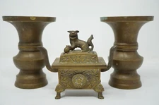 Japanese Altar Set Incense Containers & Vases Buddhist from Japan 0112E11