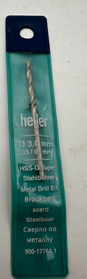 Heller Ø3mm 33/61mm HSS-G Super Stahlbohrer Metall Bohrer Neu