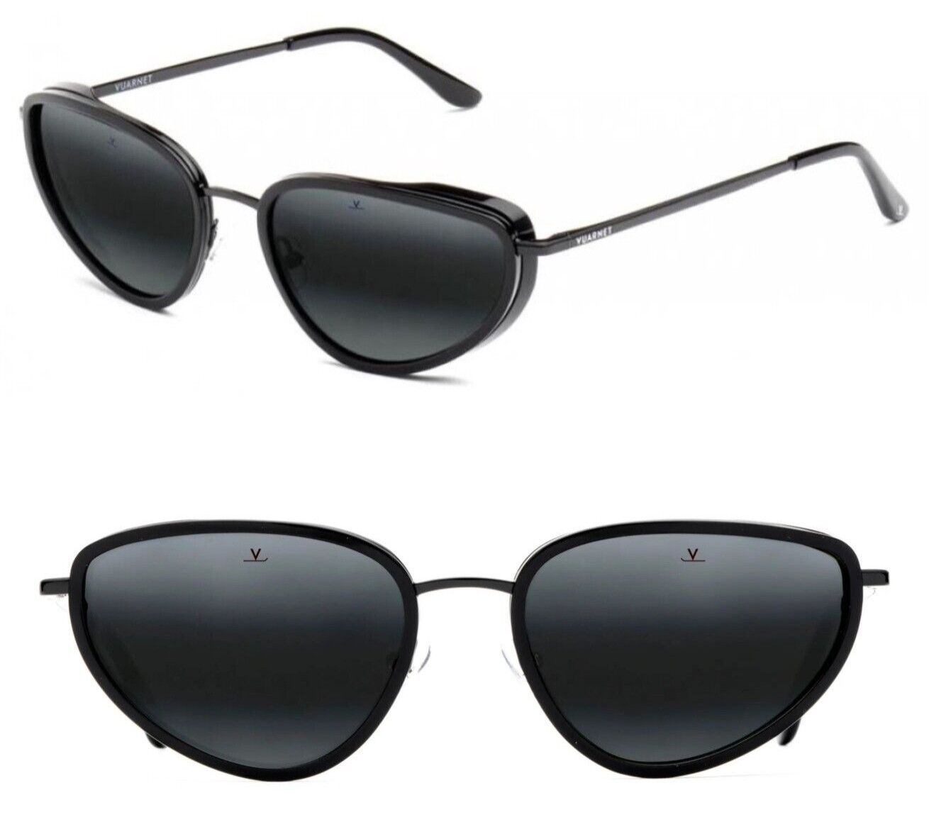 Солнцезащитные очки Vuarnet Storm VL2203 0002 овальной формы 59 мм Кошачий глаз черного цвета - Сделано во Франции
