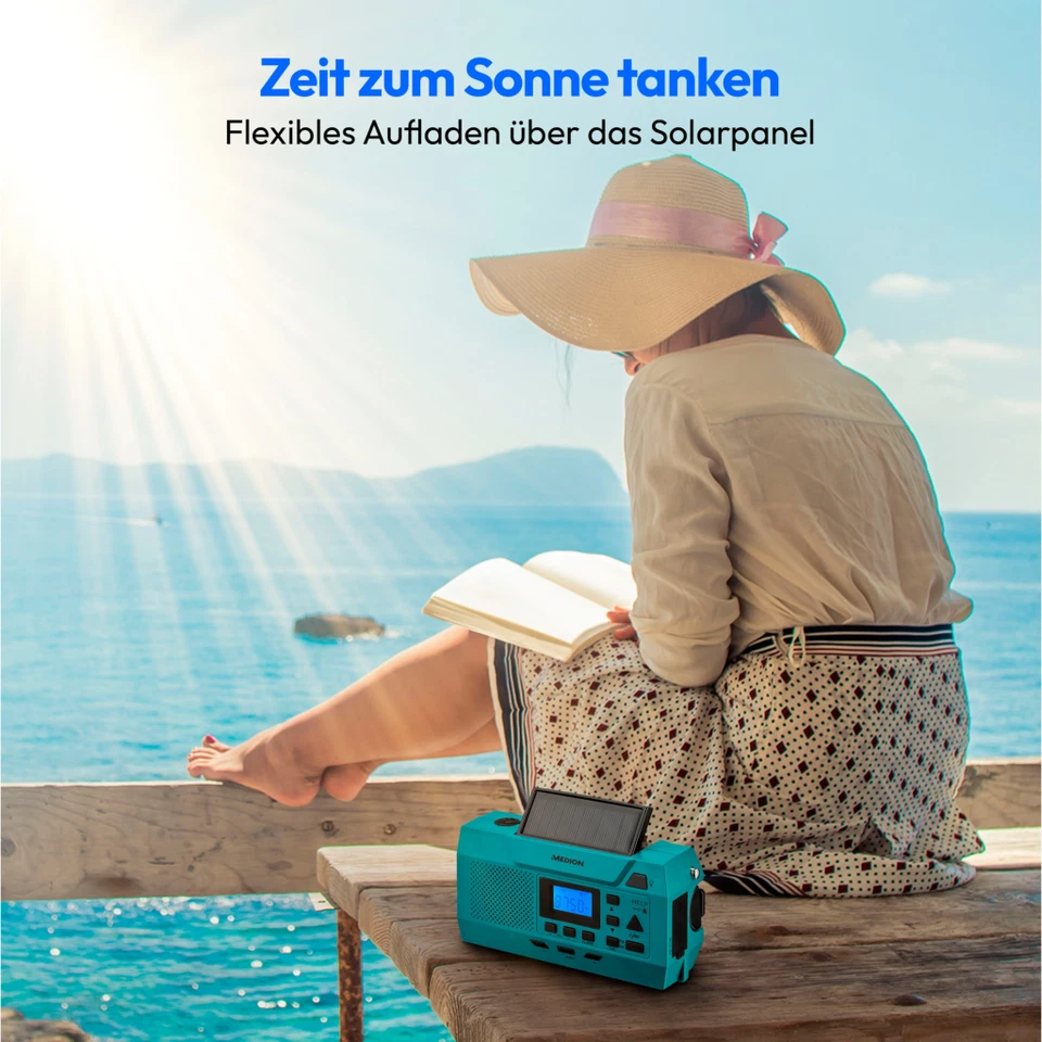 Radio MEDION LIFE E66806 Dynamo-Kurbelradio UKW Solarpanel Akku Batteriebetrieb - Bild 4 von 4