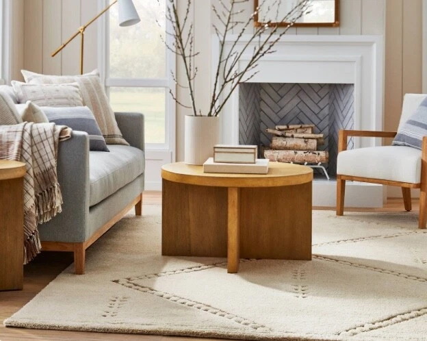 Alfombra 7x10 Cedar Hills Felpa Geo Estampado Crema - Umbral por Studio McGee Foto 2 de 4