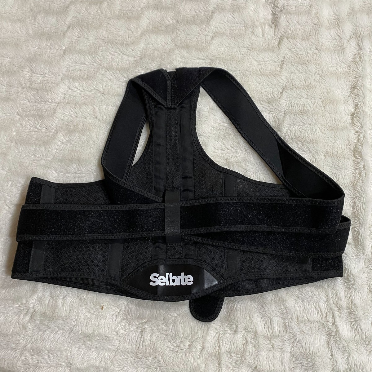 Selbite Unisex Black Adjustable Pain Relief Back Brace Posture