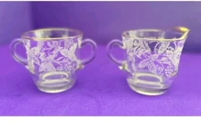 Bartlett Collins Frosted Grape Vine Pattern Cream & Sugar set Vintage SALE!