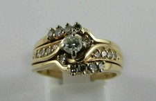 1Ct Round Cut Lab Created Diamond 14k Yellow Gold Fn Engagement Bridal Ring Set