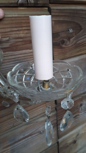 24cm ur alte messing wand lampe leuchte kristall lüster barock stil - Bild 3 von 7