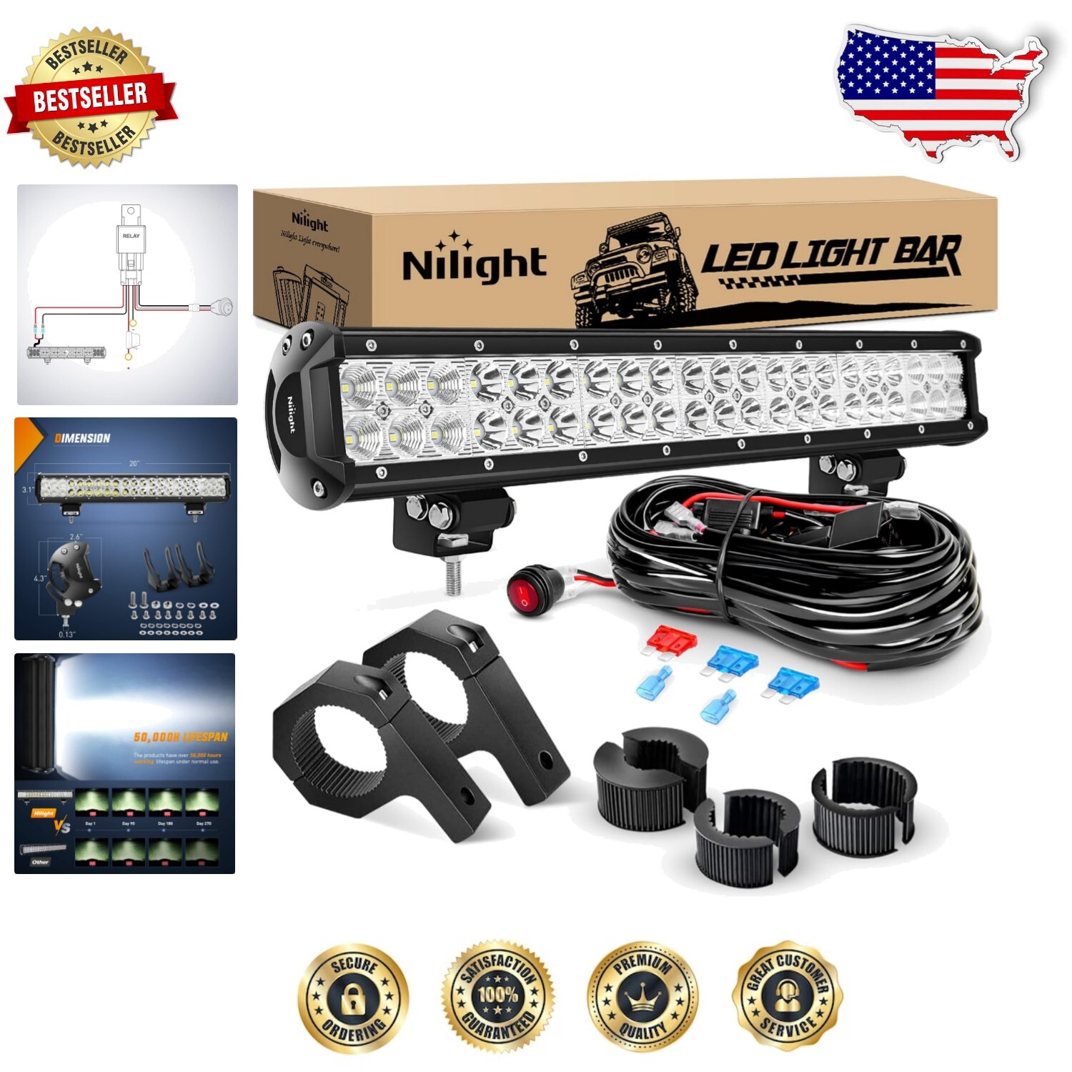 Off-Road LED Light Bar 20-Inch with Wiring Harness - Ultra-Bright Performance
