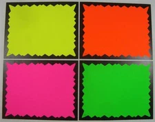 40 Sign Cards 4- Fluorescent Colers Black Jagged Border Retail Store Supplies