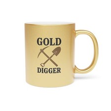 Divertida taza de café, taza metálica Gold Digger, plateada",