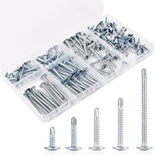 Self Tapping Screws Assortment Kit 140 PCS Galvanized Sheet Metal Screws